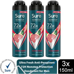 (Buy 3, Ultra Fresh) Sure Men 72H Anti-Perspirant Deodorant 150ml (Buy 3, Ultra Fresh) Sure Men 72H Anti-Perspirant Deodorant 150ml