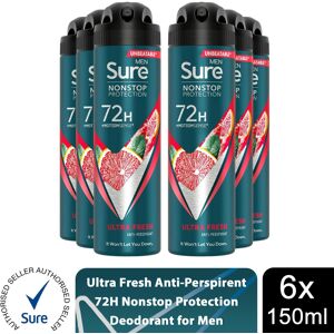 (Buy 6, Ultra Fresh) Sure Men 72H Anti-Perspirant Deodorant 150ml (Buy 6, Ultra Fresh) Sure Men 72H Anti-Perspirant Deodorant 150ml