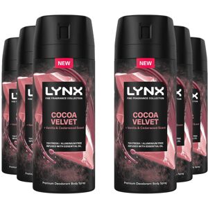 Lynx Body Spray Fine Fragrance Collection Cocoa Velvet for Men 150ml, 6 Pack Lynx Body Spray Fine Fragrance Collection Cocoa Velvet for Men 150ml, 6 Pack