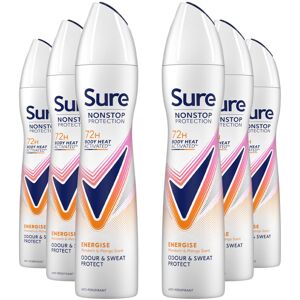 Sure Women Energise Deodorant Spray with 72H Nonstop Protection 250ml, 6 Pack Sure Women Energise Deodorant Spray with 72H Nonstop Protection 250ml, 6 Pack