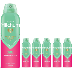 (6 x 200ml Flower Fresh ) 6 x 200ml Mitchum Women Deodorant Spray (6 x 200ml Flower Fresh ) 6 x 200ml Mitchum Women Deodorant Spray