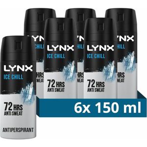 6 x Lynx 72hrs Anti Sweat Anti-Perspirant Body Spray 150ml - Ice Chill 6 x Lynx 72hrs Anti Sweat Anti-Perspirant Body Spray 150ml - Ice Chill