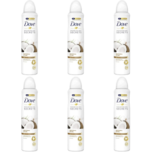 6 x 150ml Dove Coconut & Jasmin Deodorant Spray 6 x 150ml Dove Coconut & Jasmin Deodorant Spray