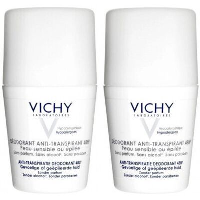 Vichy Deodorant roll-on for very sensitive or epilated skin - Anti-Perspirant 48h - For very sensitive or epilated skin Roll-On (2 x 50ml) Vichy Deodorant roll-on for very sensitive or epilated skin - Anti-Perspirant 48h - For very sensitive or epilated skin Roll-On (2 x 50ml)