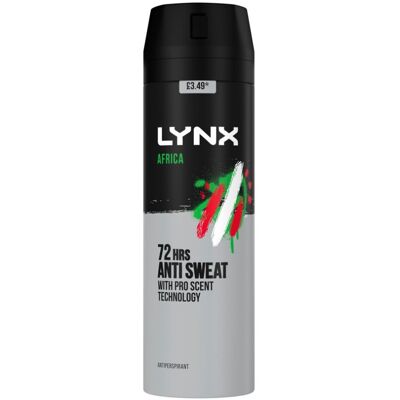 Lynx Antiperspirant Deodorant for Men Africa 200ml (Pack of 6) Lynx Antiperspirant Deodorant for Men Africa 200ml (Pack of 6)