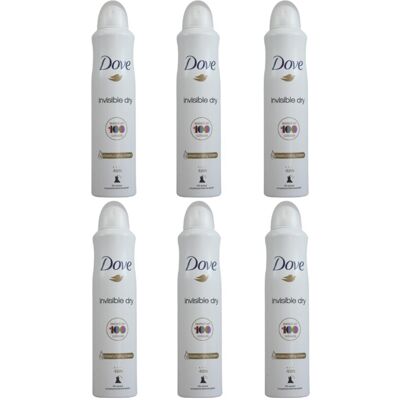 6 x 250ml Dove Women Deodorant Spray Invisible Dry 6 x 250ml Dove Women Deodorant Spray Invisible Dry
