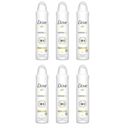 Dove Invisible dry (white bottle) Anti-Perspirant Deodorant 250ml (Pack of 6) Dove Invisible dry (white bottle) Anti-Perspirant Deodorant 250ml (Pack of 6)
