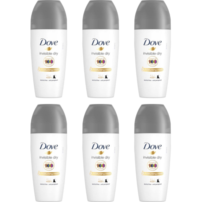 6 X 50ml Dove Invisible Dry Roll On Deodorant 48h Anti-Perspirant 6 X 50ml Dove Invisible Dry Roll On Deodorant 48h Anti-Perspirant