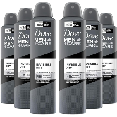 6 x 250ml Dove Men + Care Invisible Dry 48h Antiperspirant Deodorant Spray 6 x 250ml Dove Men + Care Invisible Dry 48h Antiperspirant Deodorant Spray