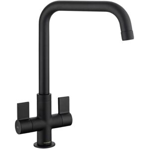 Rangemaster Aquaquad Kitchen Mixer Tap Matt Black D Shape Spout Twin Lever Rangemaster Aquaquad Kitchen Mixer Tap Matt Black D Shape Spout Twin Lever