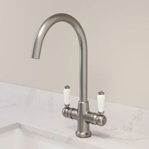 Park Lane Traditional Mono Kitchen Sink Mixer Tap Twin Ceramic Lever Brushed Metal Faucet Park Lane Traditional Mono Kitchen Sink Mixer Tap Twin Ceramic Lever Brushed Metal Faucet