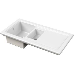 Balterley Fireclay Ceramic 1.5 Bowl Kitchen Sink & Plain Drainer - 1010mm - White Balterley Fireclay Ceramic 1.5 Bowl Kitchen Sink & Plain Drainer - 1010mm - White