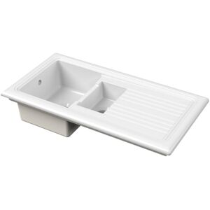 Balterley 1010mm Fireclay Inset Kitchen Sink 1.5 Bowl - White, Reversible Draine Balterley 1010mm Fireclay Inset Kitchen Sink 1.5 Bowl - White, Reversible Draine