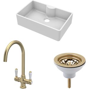 Balterley Fireclay Kitchen Bundle - 1 Bowl Butler Sink with Tap Ledge, Waste & Mono Lever Balterley Fireclay Kitchen Bundle - 1 Bowl Butler Sink with Tap Ledge, Waste & Mono Lever