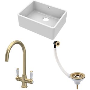 Balterley Fireclay Kitchen Bundle - Single Bowl Butler Sink with Overflow - Brushed Brass Balterley Fireclay Kitchen Bundle - Single Bowl Butler Sink with Overflow - Brushed Brass
