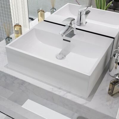 VIDAXL Ceramic Bathroom Sink - 51.5x38.5x15 cm White VIDAXL Ceramic Bathroom Sink - 51.5x38.5x15 cm White
