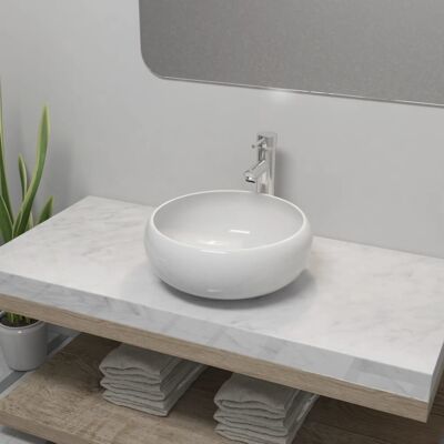 BD Ceramic Bathroom Sink with Modern Chrome Faucet - Bathroom Sink BD Ceramic Bathroom Sink with Modern Chrome Faucet - Bathroom Sink