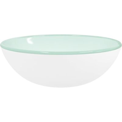 vidaXL White Tempered Glass Bathroom Sink - Bathroom Sink vidaXL White Tempered Glass Bathroom Sink - Bathroom Sink