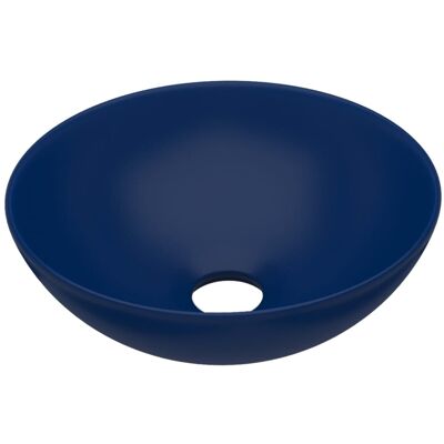 vidaXL Bathroom Sink Ceramic Dark Blue Round - Bathroom Sink vidaXL Bathroom Sink Ceramic Dark Blue Round - Bathroom Sink