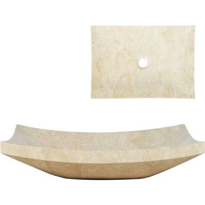 vidaXL Marble Cream Bathroom Sink 50x35x12cm - Rectangular Natural Stone Basin vidaXL Marble Cream Bathroom Sink 50x35x12cm - Rectangular Natural Stone Basin