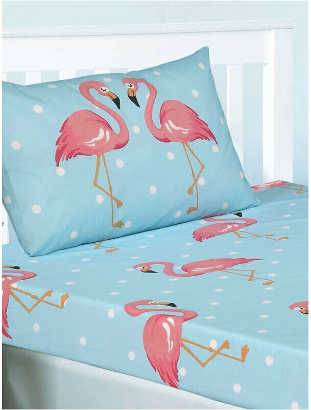 (Double) FiFi Flamingo Fitted Sheet and Pillowcase Set