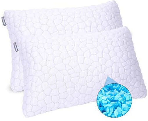 Qutool 2PACK Bed Pillows for Sleeping Adjustable Gel Shredded Memory Foam Pillow