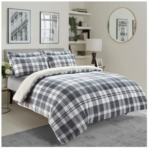 Olivia Rocco Teddy Fleece Duvet Cover Set Printed Super Soft Quilt Sets Check St