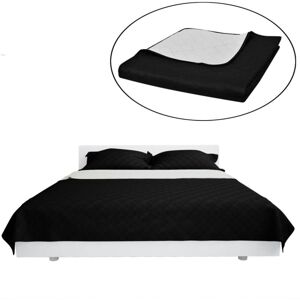 vidaXL Double-sided Quilted Bedspread Black/White 170x210cm Bedding Linen vidaXL Double-sided Quilted Bedspread Black/White 170x210cm Bedding Linen