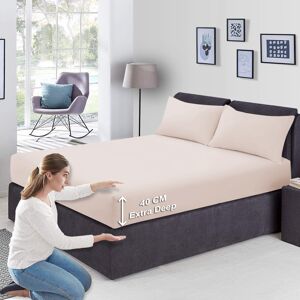 Oxford Homeware (Cream, King) Extra Deep 40cm Fitted Sheet Mattress Bed Elastic Sheets OR Pillow Oxford Homeware (Cream, King) Extra Deep 40cm Fitted Sheet Mattress Bed Elastic Sheets OR Pillow