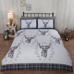 Rapport Angus Stag Grey Double Duvet Cover Set – 100% Brushed Cotton, Reversible Stag He Rapport Angus Stag Grey Double Duvet Cover Set – 100% Brushed Cotton, Reversible Stag He