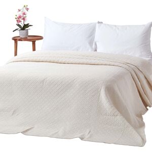 Homescapes Cream Cotton Diamond Pattern Bedspread - Bedspread Homescapes Cream Cotton Diamond Pattern Bedspread - Bedspread