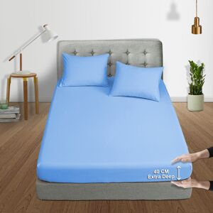 Yorkshire Bedding (Sky Blue, Double) Extra Deep 40cm Fitted Bed Sheets Poly Cotton Single Double K Yorkshire Bedding (Sky Blue, Double) Extra Deep 40cm Fitted Bed Sheets Poly Cotton Single Double K