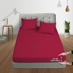 Yorkshire Bedding (Red, King) Extra Deep 40cm Fitted Bed Sheets Poly Cotton Single Double King Siz Yorkshire Bedding (Red, King) Extra Deep 40cm Fitted Bed Sheets Poly Cotton Single Double King Siz
