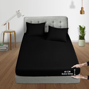 Yorkshire Bedding (Black, Double) Extra Deep 40cm Fitted Bed Sheets Poly Cotton Single Double King Yorkshire Bedding (Black, Double) Extra Deep 40cm Fitted Bed Sheets Poly Cotton Single Double King