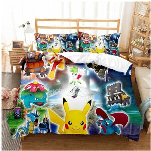 Unbranded (Single-135*200, 18) Pokémon Cartoon Bedding Single Double Quilt Cover 3D Cartoo Unbranded (Single-135*200, 18) Pokémon Cartoon Bedding Single Double Quilt Cover 3D Cartoo