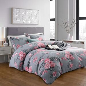 Imperial Rooms (Grey Bouquet, Double) Duvet Cover Single Double King Floral Bedding Sets Imperial Rooms (Grey Bouquet, Double) Duvet Cover Single Double King Floral Bedding Sets