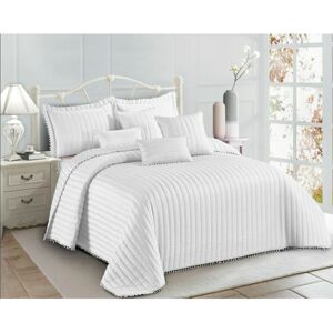 Quality & Style (White, Super King) 3pcs Quilted Beautiful Pom Pom Bedspread Comforter Throw Set Quality & Style (White, Super King) 3pcs Quilted Beautiful Pom Pom Bedspread Comforter Throw Set