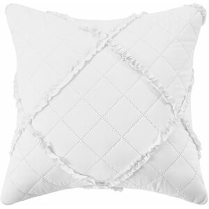 PRiME (White, Cushion Cover 17" x 17") Ruffle Embossed Quilted Bedspread Bed Throw Sin PRiME (White, Cushion Cover 17" x 17") Ruffle Embossed Quilted Bedspread Bed Throw Sin