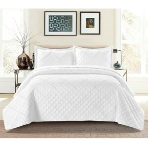 PRiME (White, King) Ruffle Embossed Quilted Bedspread Bed Throw Single Double King Siz PRiME (White, King) Ruffle Embossed Quilted Bedspread Bed Throw Single Double King Siz