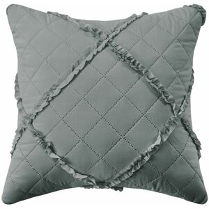 PRiME (Grey, Filled Cushion 17" x 17") Ruffle Embossed Quilted Bedspread Bed Throw Sin PRiME (Grey, Filled Cushion 17" x 17") Ruffle Embossed Quilted Bedspread Bed Throw Sin