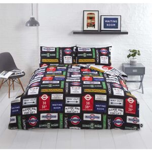 (Double) Rapport Home London Signs Duvet Cover Set Multi Bedding Set (Double) Rapport Home London Signs Duvet Cover Set Multi Bedding Set