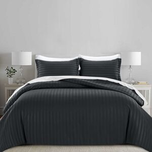 Oxford Homeware (Black, Super King) Luxury Duvet Set Stripe Duvet Quilt Cover Bedding Set with P Oxford Homeware (Black, Super King) Luxury Duvet Set Stripe Duvet Quilt Cover Bedding Set with P