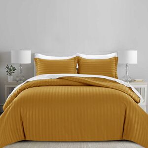 Oxford Homeware (Ochre, Super King) Luxury Duvet Set Stripe Duvet Quilt Cover Bedding Set with P Oxford Homeware (Ochre, Super King) Luxury Duvet Set Stripe Duvet Quilt Cover Bedding Set with P