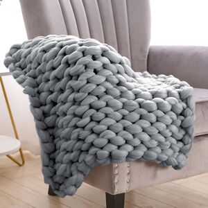 Living And Home (60x60cm, Grey) Large Soft Chunky Knitted Blanket Thick Yarn Bulky Knit Throw So Living And Home (60x60cm, Grey) Large Soft Chunky Knitted Blanket Thick Yarn Bulky Knit Throw So