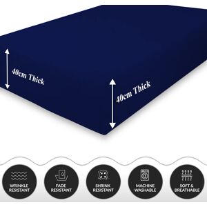 ASPIRE HOMEWARE (Navy, Super King) Extra Deep Fitted Sheets 40cm Bedsheet Single Double King & S ASPIRE HOMEWARE (Navy, Super King) Extra Deep Fitted Sheets 40cm Bedsheet Single Double King & S