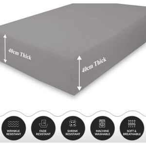 ASPIRE HOMEWARE (Grey, King) Extra Deep Fitted Sheets 40cm Bedsheet Single Double King & Super K ASPIRE HOMEWARE (Grey, King) Extra Deep Fitted Sheets 40cm Bedsheet Single Double King & Super K