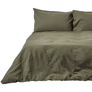 Homescapes Euro Linen Duvet Cover Khaki Green - Bed Cover Homescapes Euro Linen Duvet Cover Khaki Green - Bed Cover