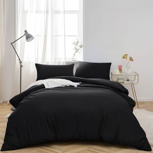ASPIRE HOMEWARE (DOUBLE, BLACK) Plain Duvet Quilt Covers Reversible Bedding Set ASPIRE HOMEWARE (DOUBLE, BLACK) Plain Duvet Quilt Covers Reversible Bedding Set