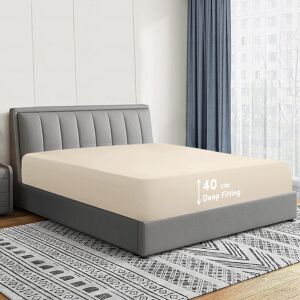 Oxford Homeware (Cream, King 40CM) Extra Deep Bed Sheets Fitted Sheets OR Plain Pillowcases Pair Oxford Homeware (Cream, King 40CM) Extra Deep Bed Sheets Fitted Sheets OR Plain Pillowcases Pair