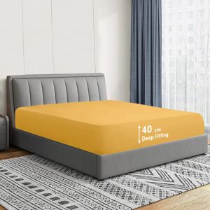 Oxford Homeware (Mustard/Ochre, King 40CM) Extra Deep Bed Sheets Fitted Sheets OR Plain Pillowca Oxford Homeware (Mustard/Ochre, King 40CM) Extra Deep Bed Sheets Fitted Sheets OR Plain Pillowca